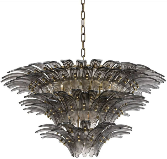 Casi Padrinal Round Glass Chandelier Brass / gray