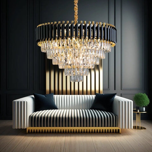 Modern Gold/Black Luxury Crystal Chandeliers