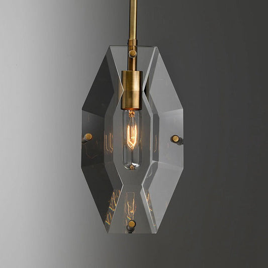 Yager Faceted Smoke Brass Crystal Pendant Lighting