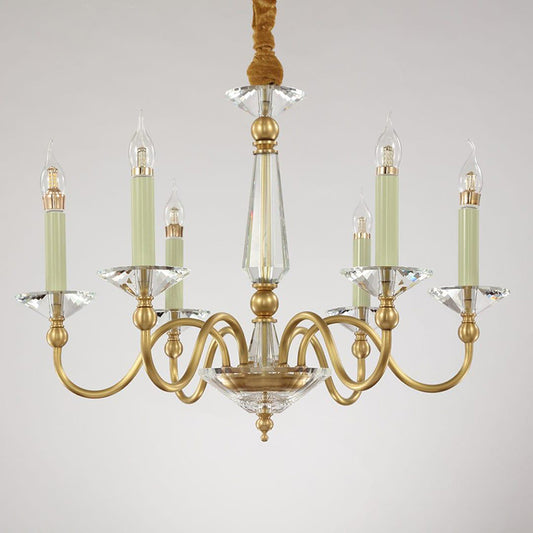 American style crystal candle chandelier with 6 lights 26"