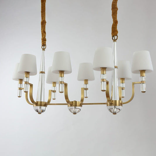 American simple and classic chandelier made of copper and textile with 8 lights W40"