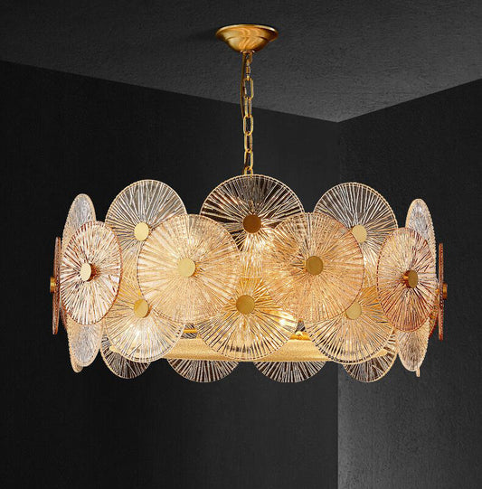 Richael Art Design Creative Round Multi-tiered Glass Chandelier for Living Room/Bedroom