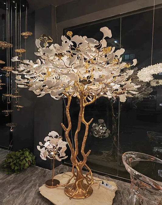 Ceramic Ginkgo Design Tree Floor Lamps for Living Room/Bedroom/Dressing Room