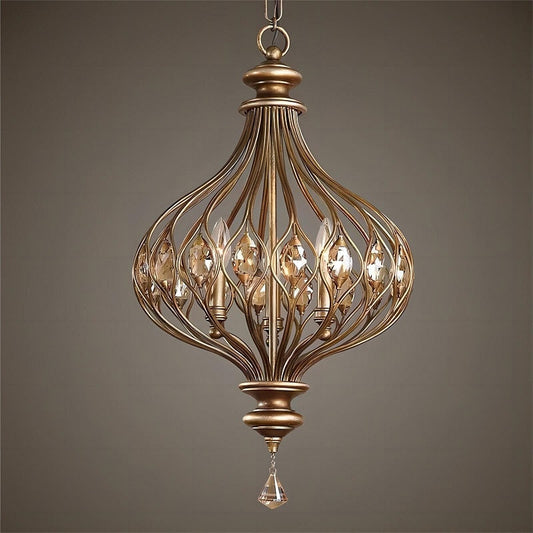 Vintage French Richael Crystal Lantern Chandelier For Dining Room