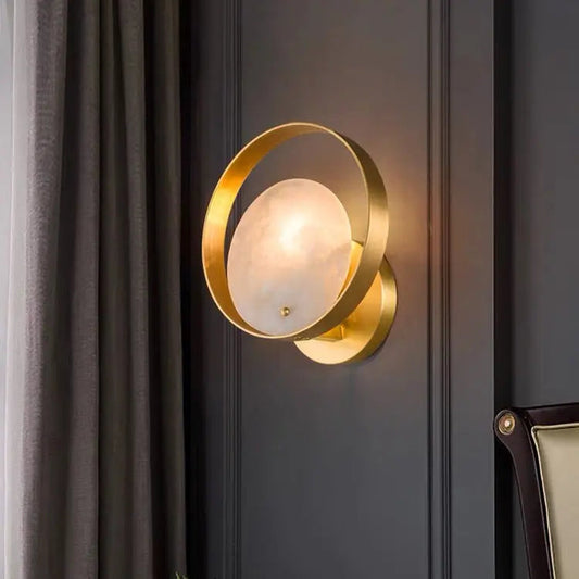 Alabaster Round Bedroom Wall Sconces