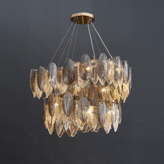 Leaves Luxury feather glass chandelier